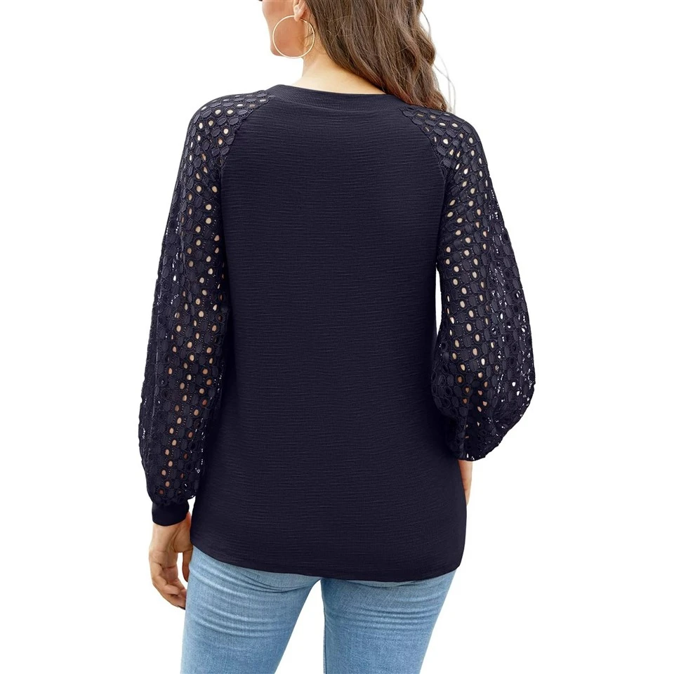 Loose Hollow Lace Long Sleeve Top