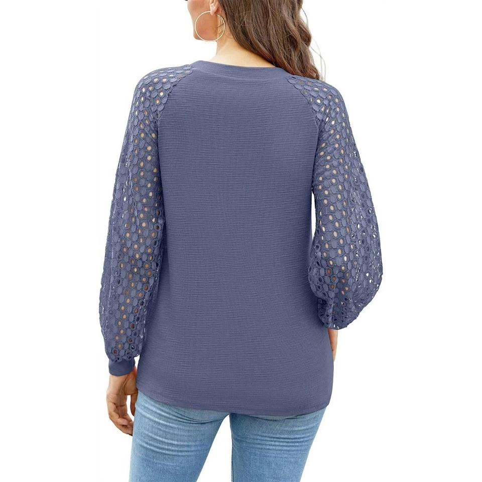 Loose Hollow Lace Long Sleeve Top
